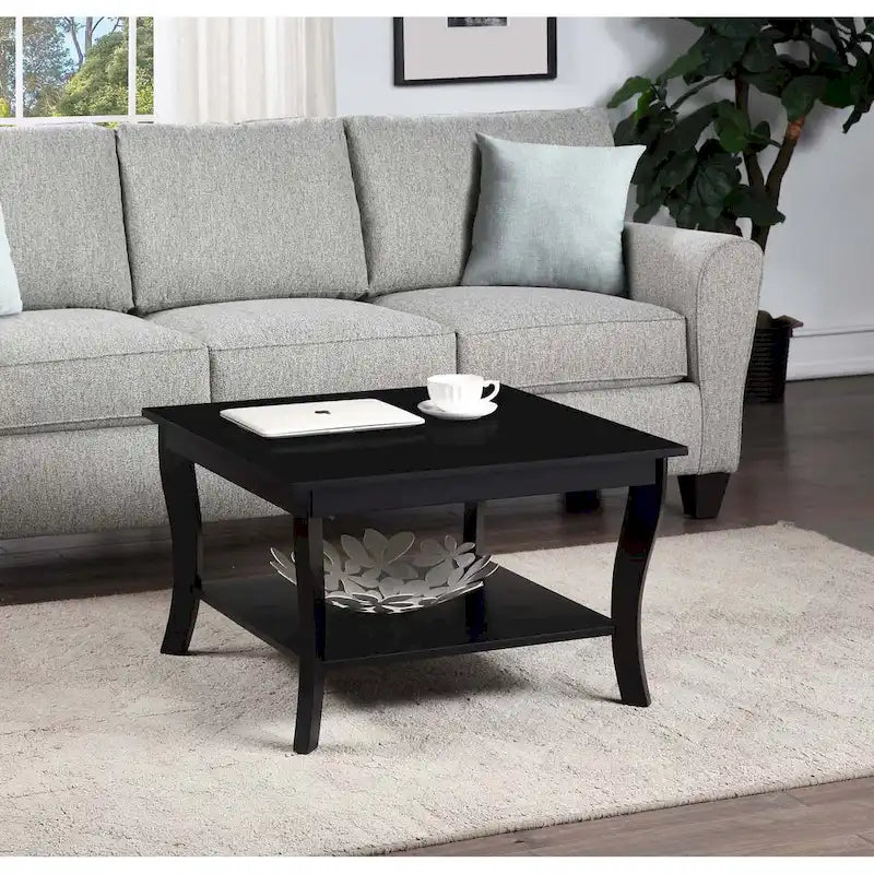 30-Inch Square Coffee Table with Lower Shelf