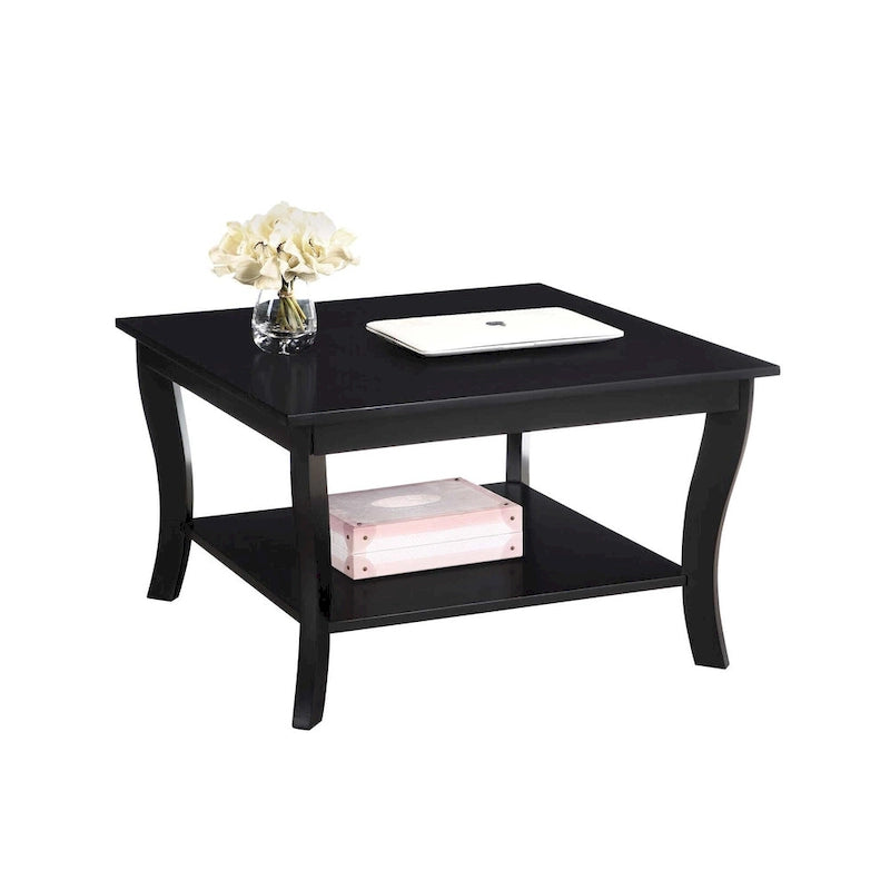 30-Inch Square Coffee Table with Lower Shelf
