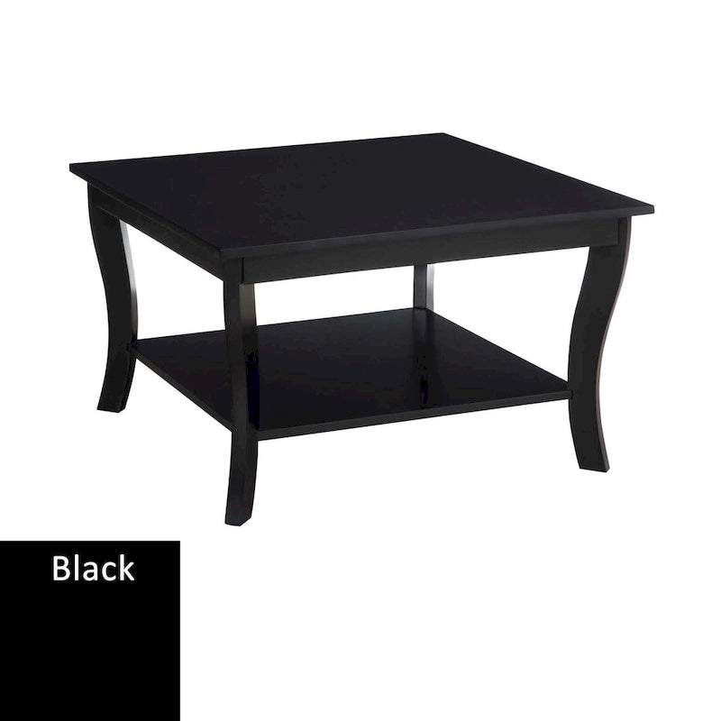 30-Inch Square Coffee Table with Lower Shelf