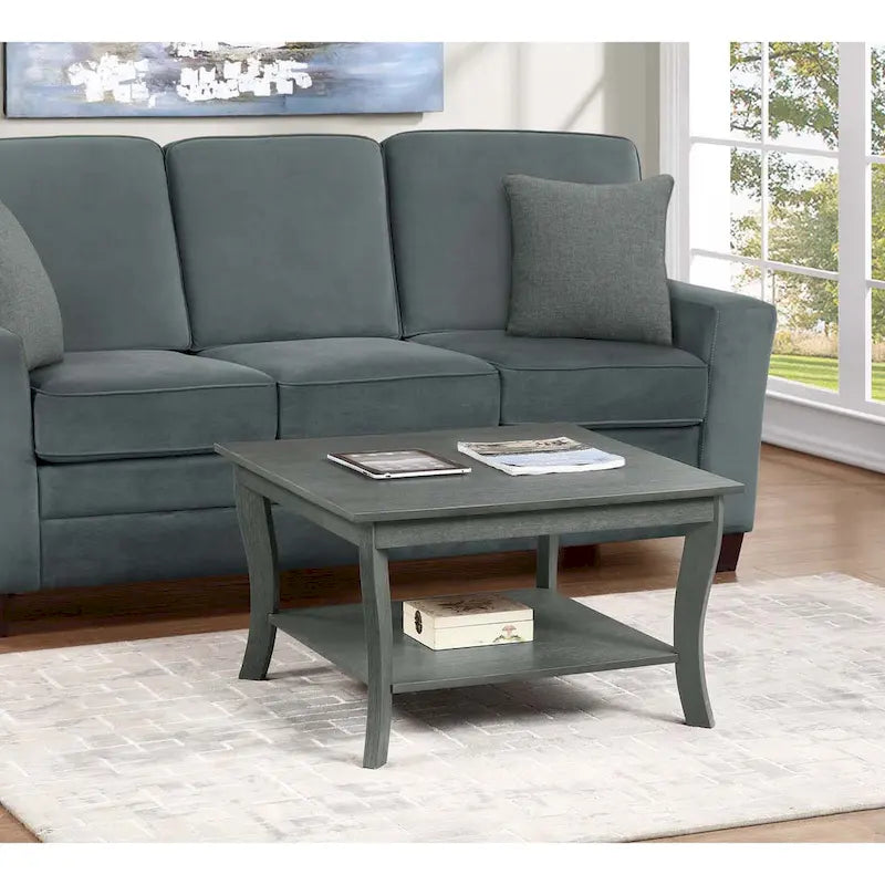 30-Inch Square Coffee Table with Lower Shelf