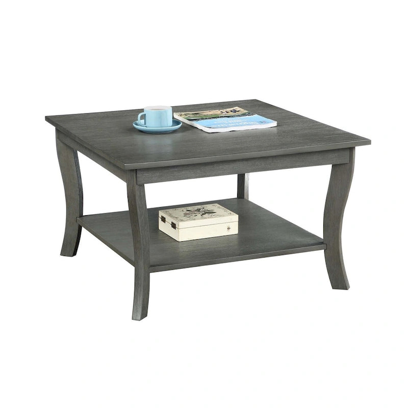 30-Inch Square Coffee Table with Lower Shelf