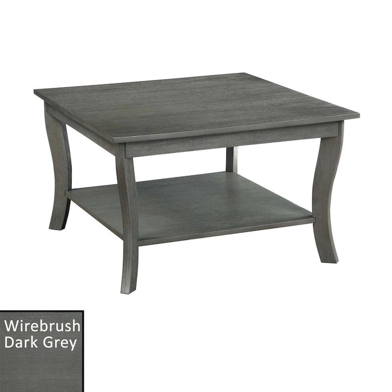 30-Inch Square Coffee Table with Lower Shelf