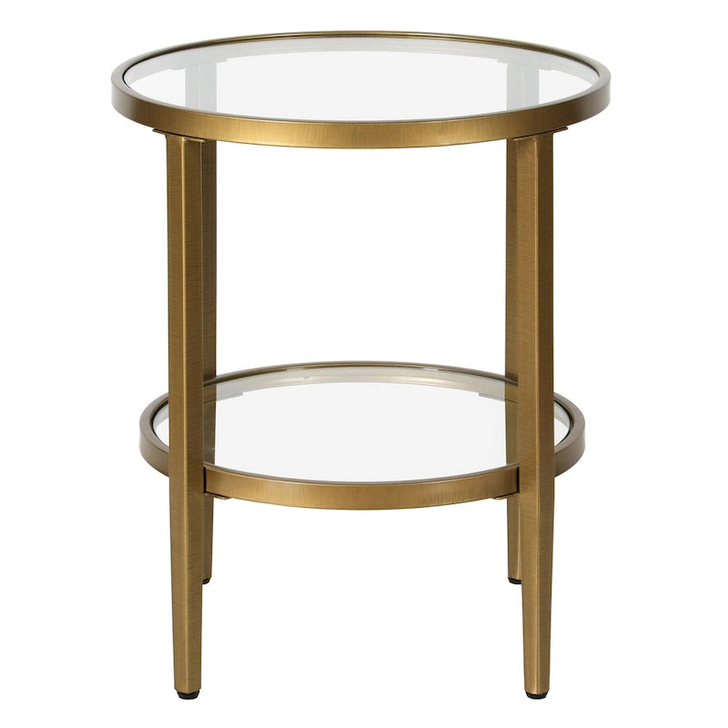 19.63 Wide Round Side Table with Clear Glass Shelf