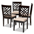 Contemporary Upholstered Rubberwood Dining Chairs, Set of 4