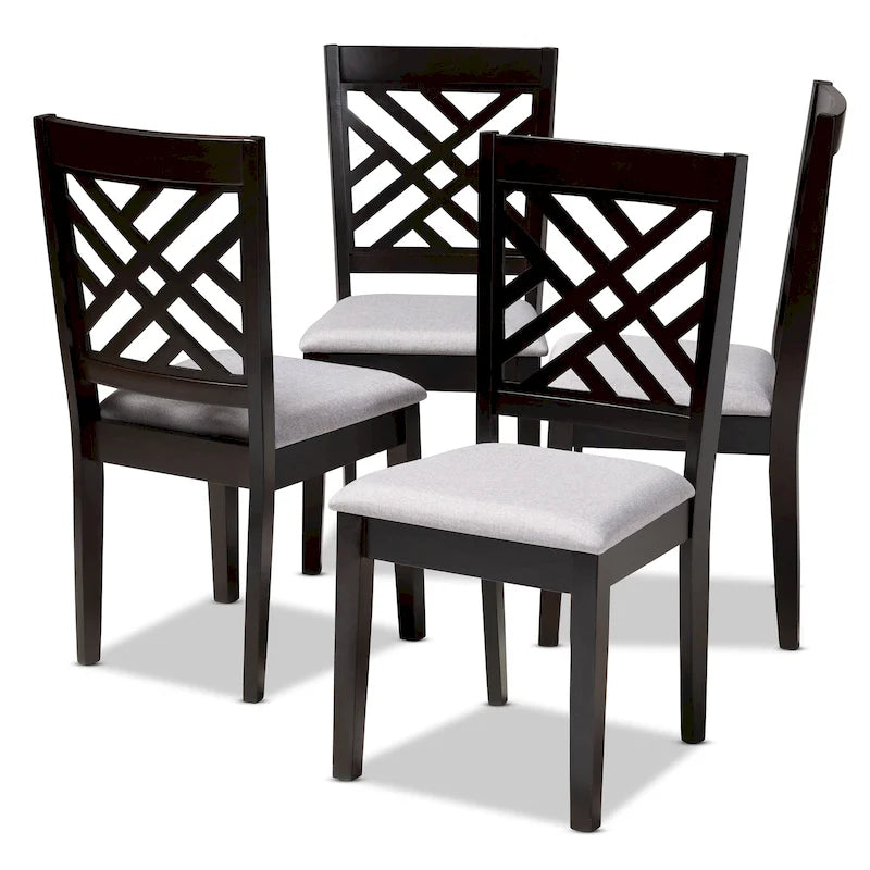 Contemporary Upholstered Rubberwood Dining Chairs, Set of 4