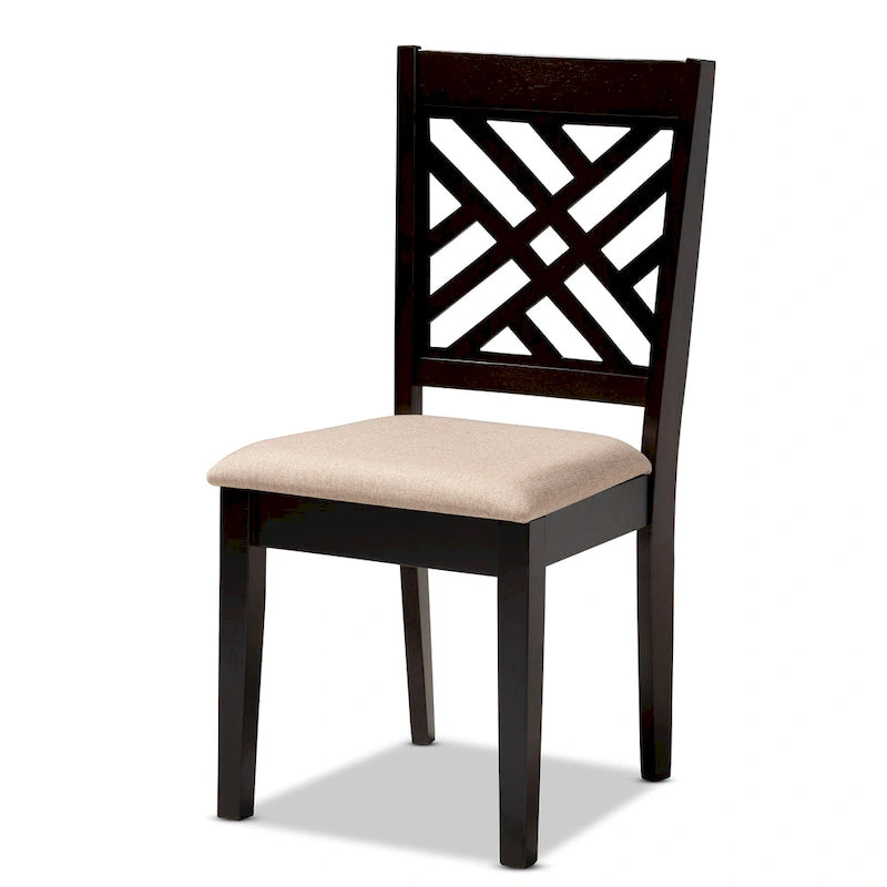 Contemporary Upholstered Rubberwood Dining Chairs, Set of 4