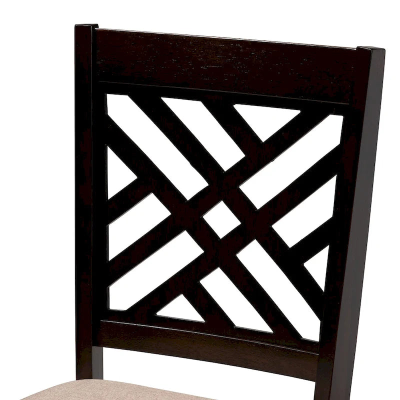 Contemporary Upholstered Rubberwood Dining Chairs, Set of 4
