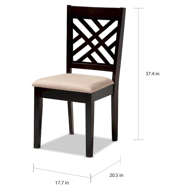 Contemporary Upholstered Rubberwood Dining Chairs, Set of 4