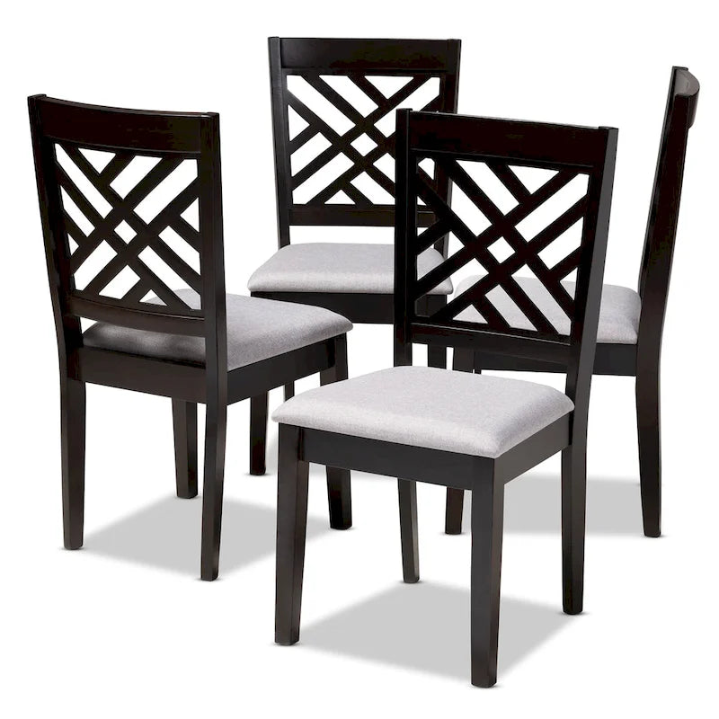 Contemporary Upholstered Rubberwood Dining Chairs, Set of 4