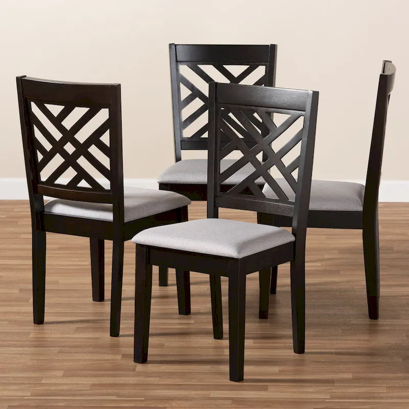 Contemporary Upholstered Rubberwood Dining Chairs, Set of 4