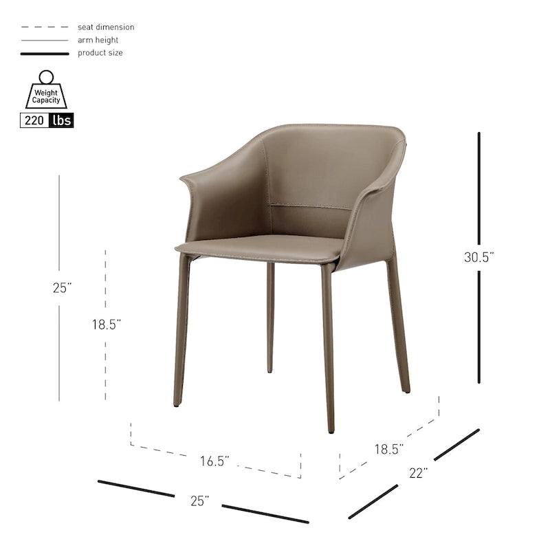 Recycled Leather Dining Arm Chair