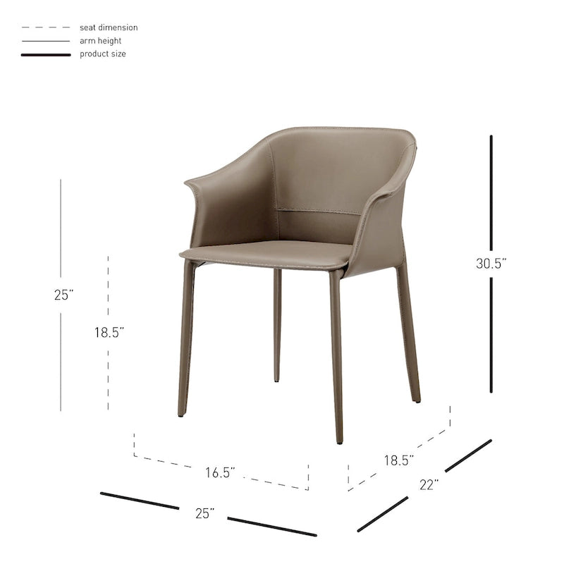 Recycled Leather Dining Arm Chair