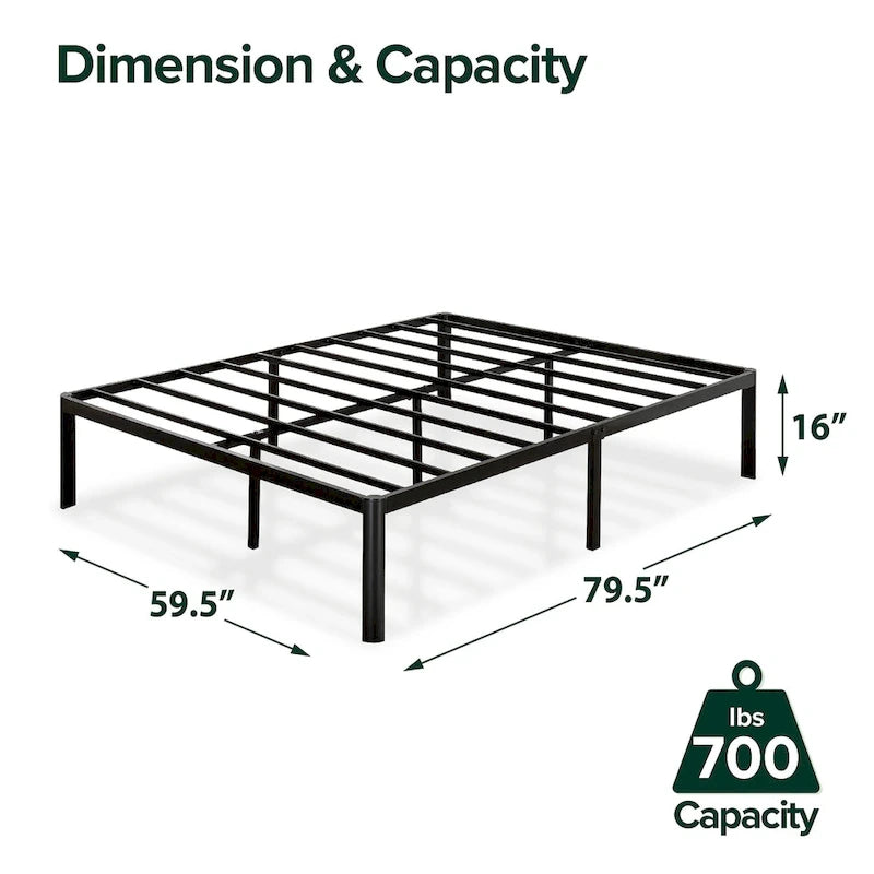 16-Inch Steel Platform Bed Frame with Under-Bed Storage