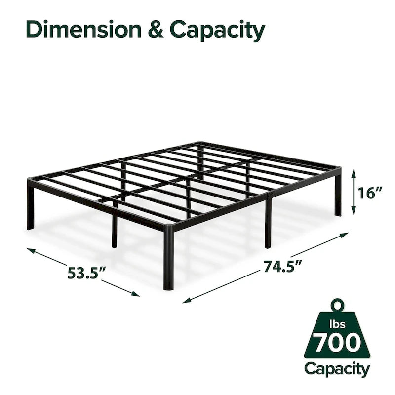 16-Inch Steel Platform Bed Frame with Under-Bed Storage