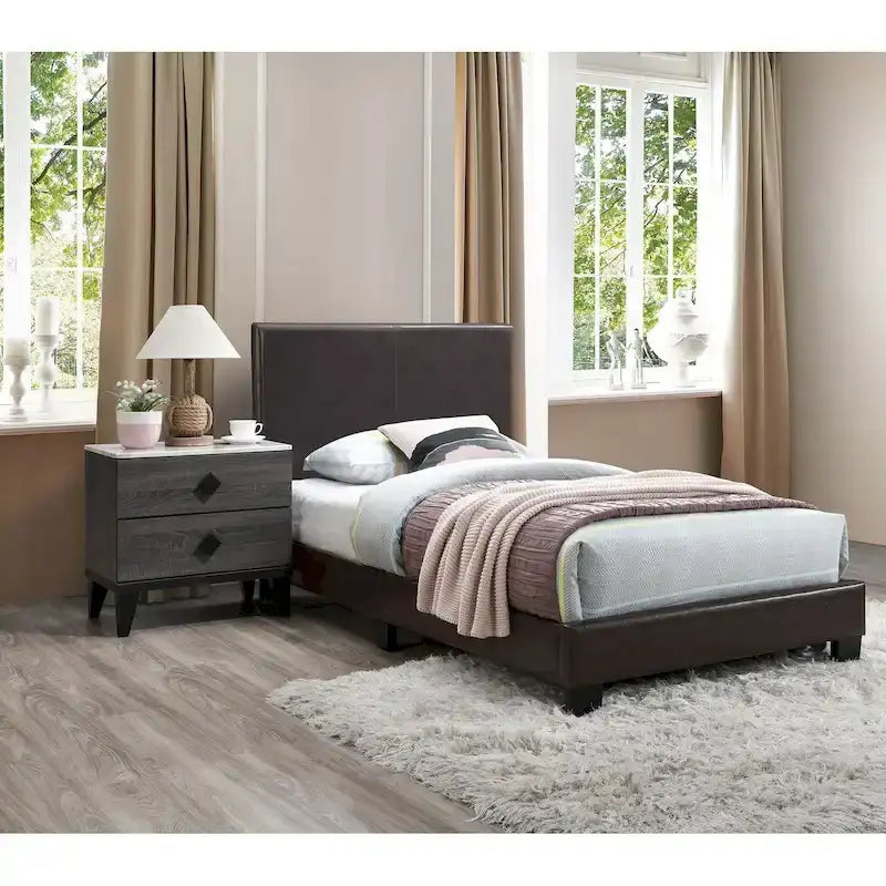 Twin Platform Bed with Low Footboard