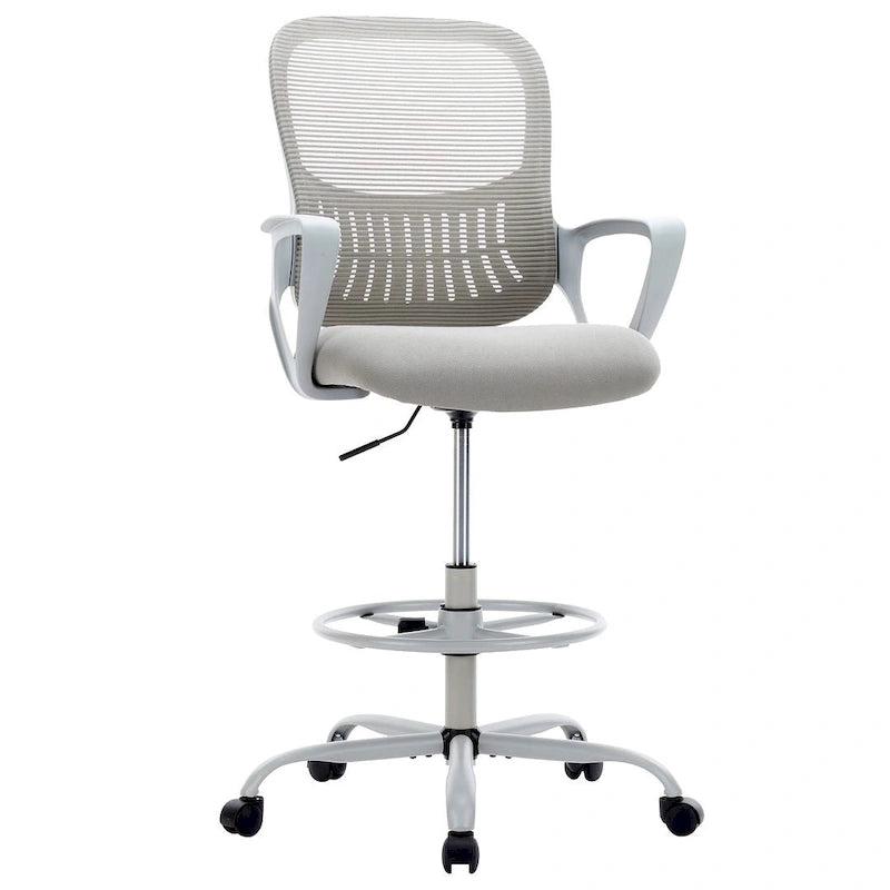 Ergonomic Drafting Chair for Standing Desks with Adjustable Foot Ring