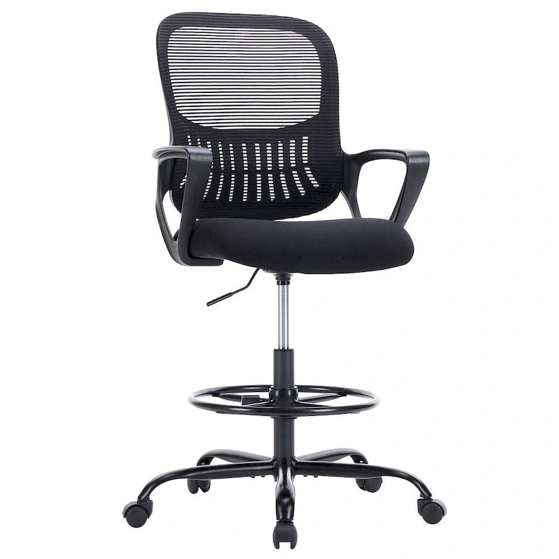 Ergonomic Drafting Chair for Standing Desks with Adjustable Foot Ring