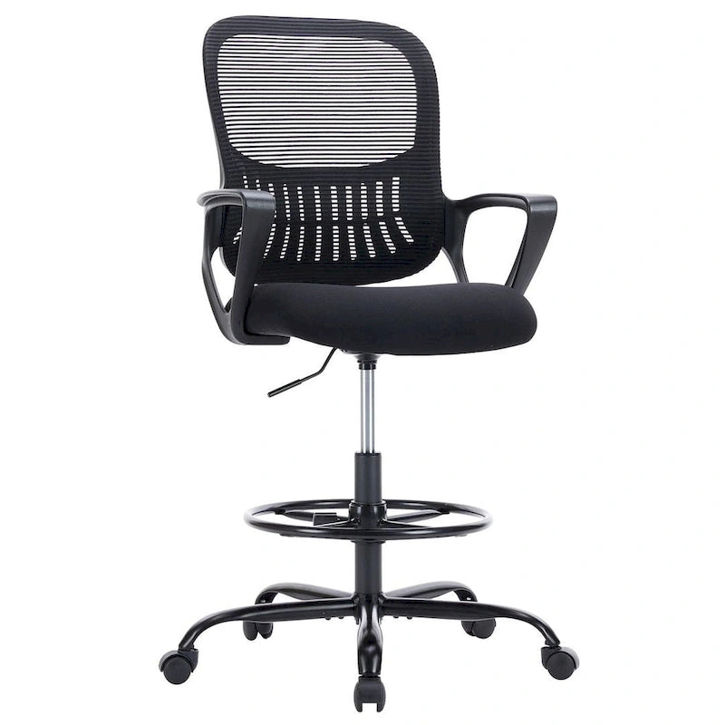 Ergonomic Drafting Chair for Standing Desks with Adjustable Foot Ring