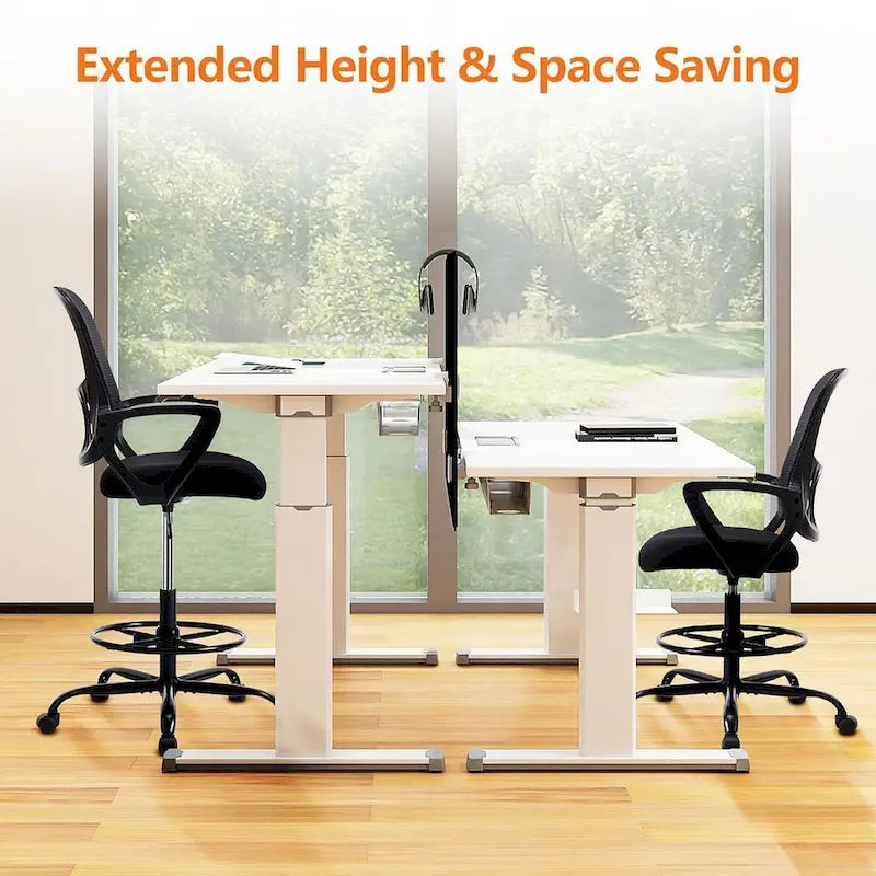 Ergonomic Drafting Chair for Standing Desks with Adjustable Foot Ring