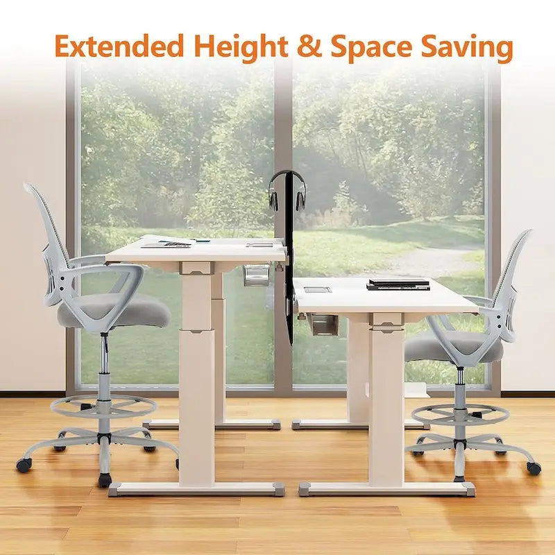 Ergonomic Drafting Chair for Standing Desks with Adjustable Foot Ring