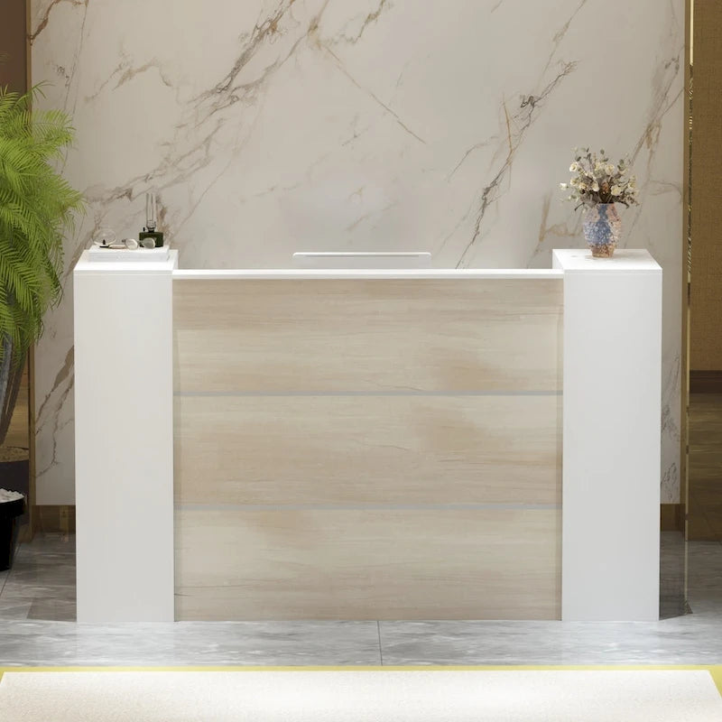 Large Reception Counter Desk with Adjustable Storage Shelves