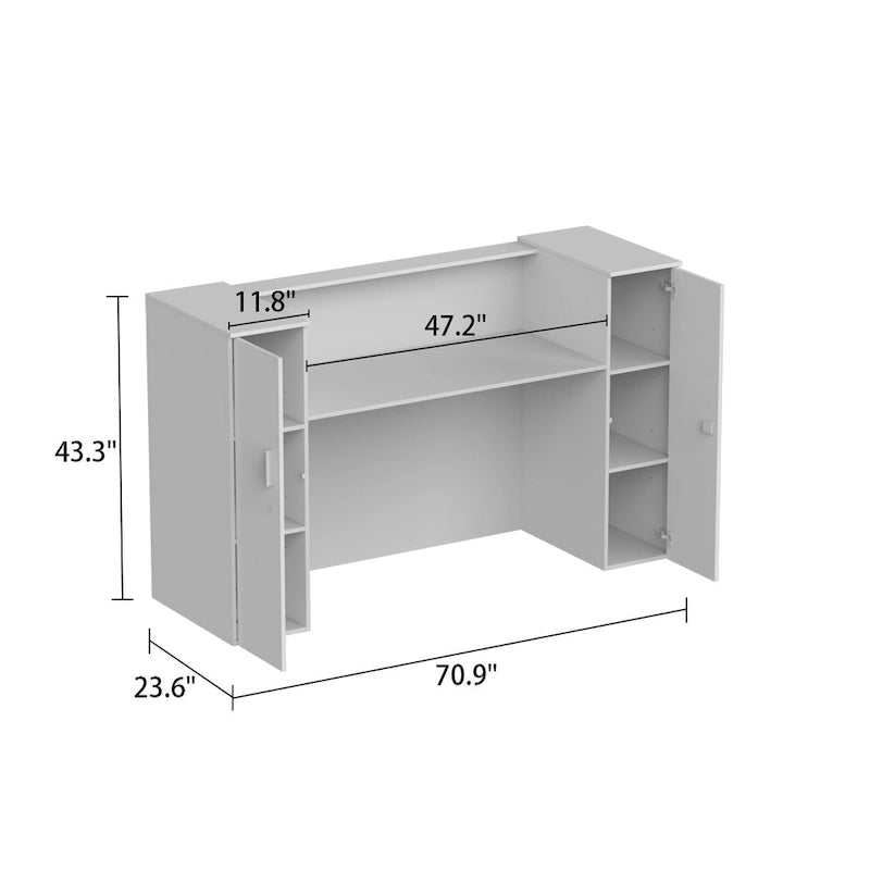 Large Reception Counter Desk with Adjustable Storage Shelves
