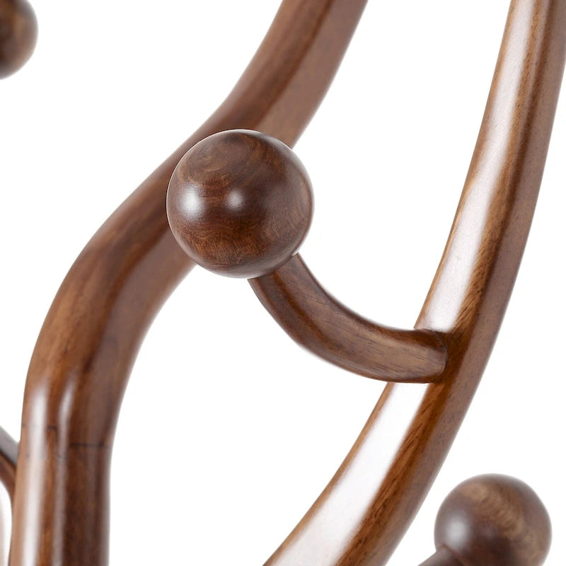 Freestanding Rubberwood Coat Rack with 8 Hooks