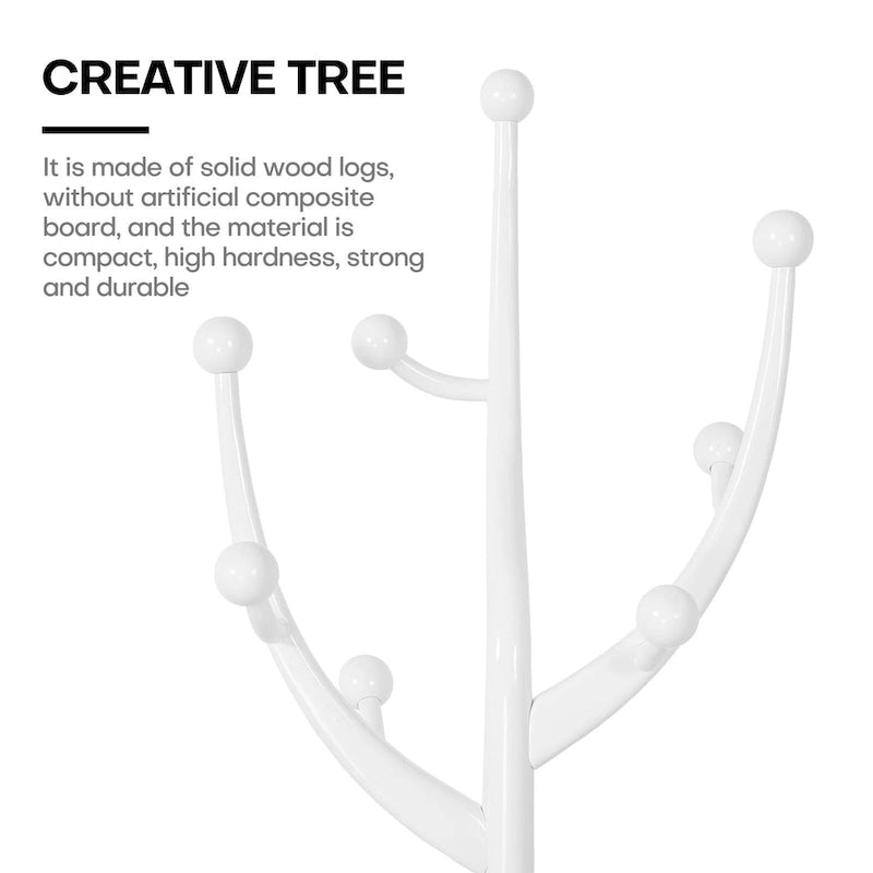 Freestanding Rubberwood Coat Rack with 8 Hooks