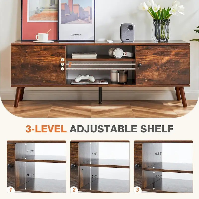 Mid-Century Modern TV Stand for TVs up to 60 Inches with Storage