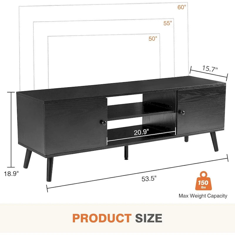 Mid-Century Modern TV Stand for TVs up to 60 Inches with Storage