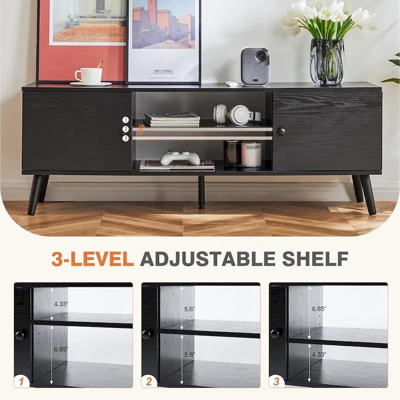 Mid-Century Modern TV Stand for TVs up to 60 Inches with Storage