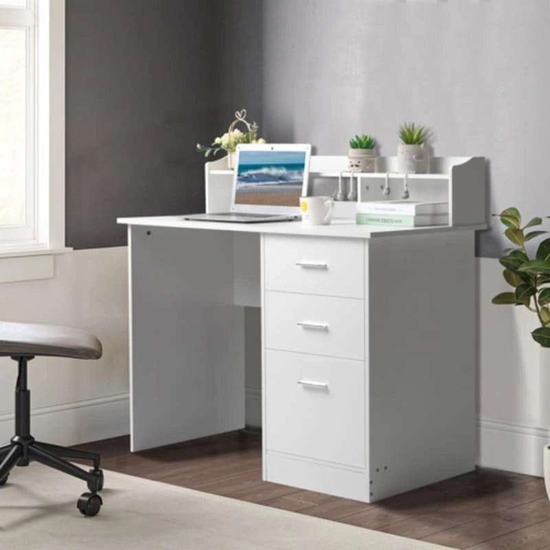 Modern Computer Desk with Drawers and Storage Shelves