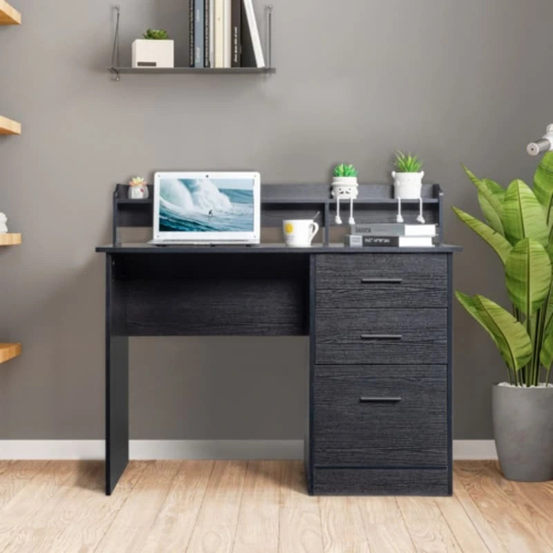 Modern Computer Desk with Drawers and Storage Shelves