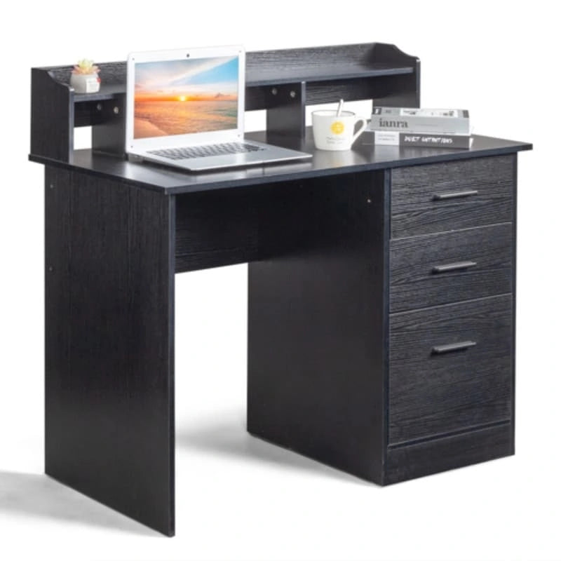 Modern Computer Desk with Drawers and Storage Shelves