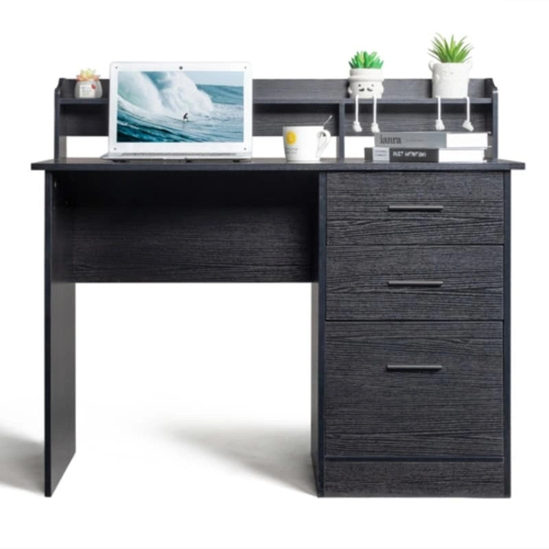 Modern Computer Desk with Drawers and Storage Shelves
