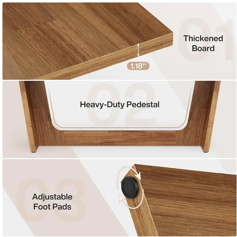 70.87-Inch Rustic Brown Wood Executive Desk