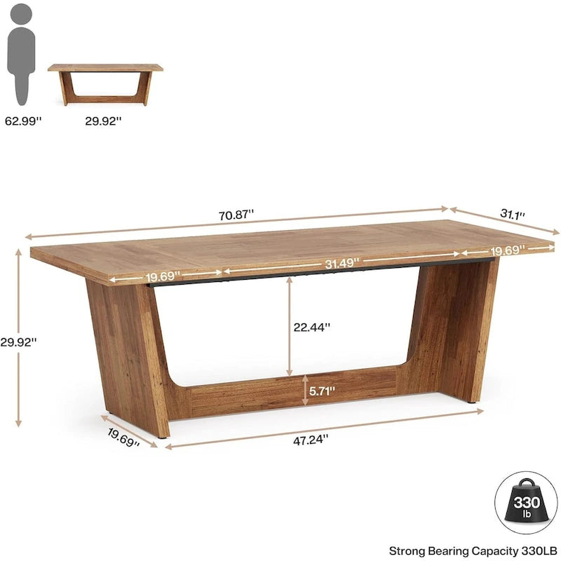 70.87-Inch Rustic Brown Wood Executive Desk