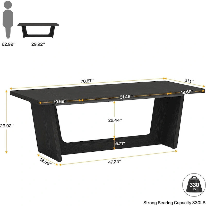 70.87-Inch Rustic Brown Wood Executive Desk