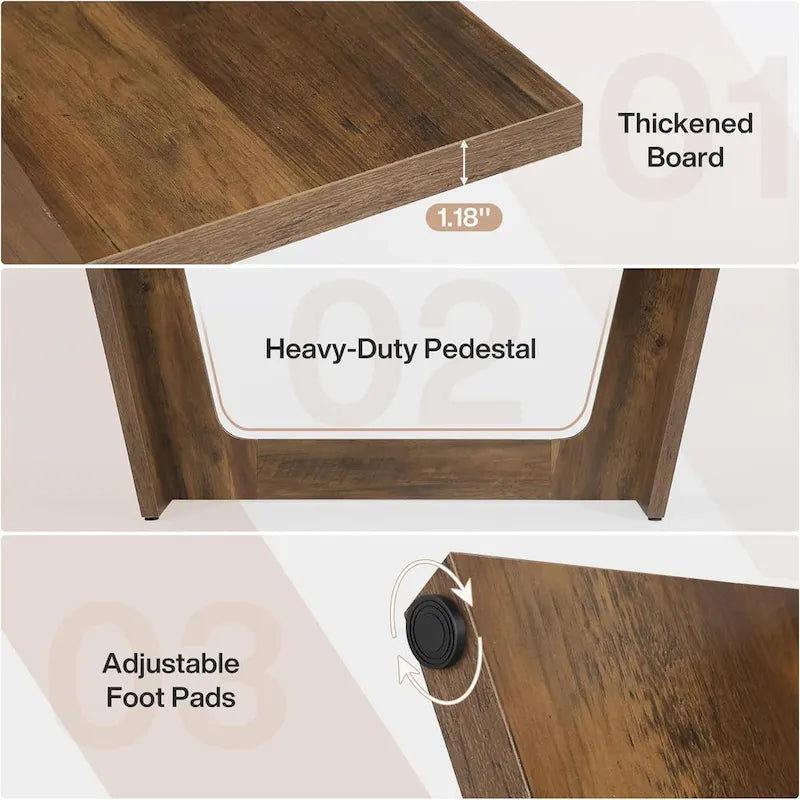 70.87-Inch Rustic Brown Wood Executive Desk