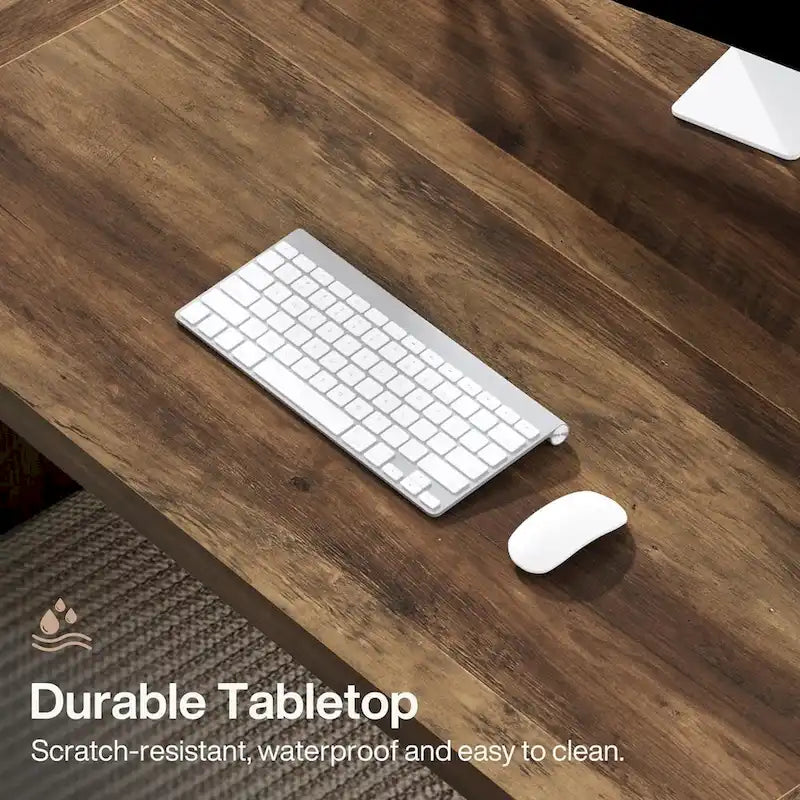 70.87-Inch Rustic Brown Wood Executive Desk