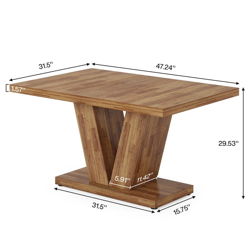 47-Inch Rectangular Farmhouse Dining Table for 4–6
