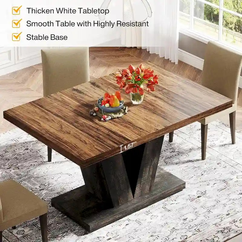 47-Inch Rectangular Farmhouse Dining Table for 4–6