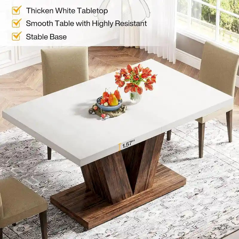 47-Inch Rectangular Farmhouse Dining Table for 4–6