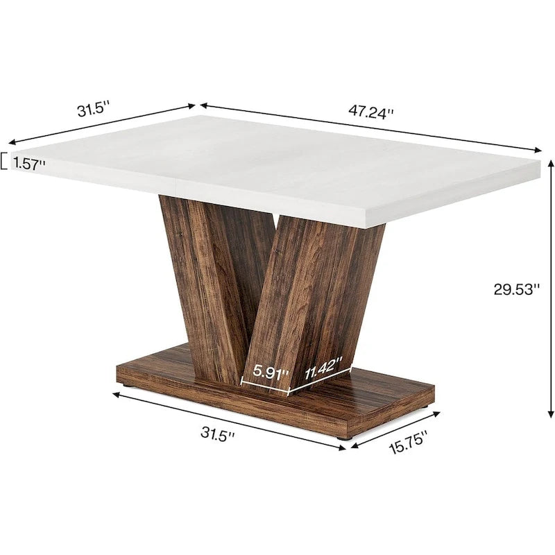 47-Inch Rectangular Farmhouse Dining Table for 4–6