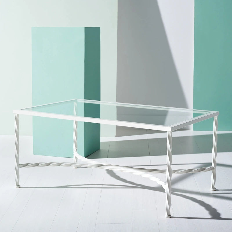 Glass Coffee Table with Decorative Frame - 40 W x 24 D x 18 H