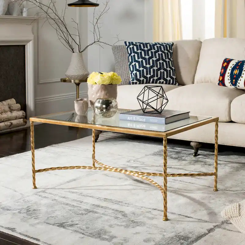 SAFAVIEH Couture Sedighe Glass Coffee Table - 40 W x 24 D x 18 H - 40W x 24D x 18H