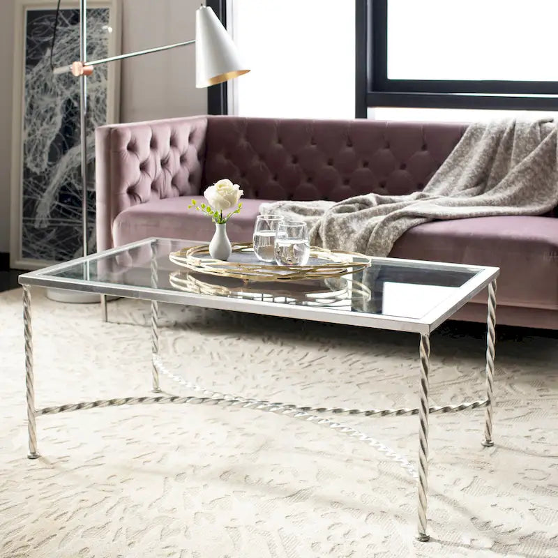 Glass Coffee Table with Decorative Frame - 40 W x 24 D x 18 H