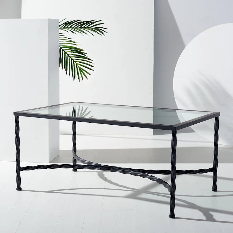 Glass Coffee Table with Decorative Frame - 40 W x 24 D x 18 H