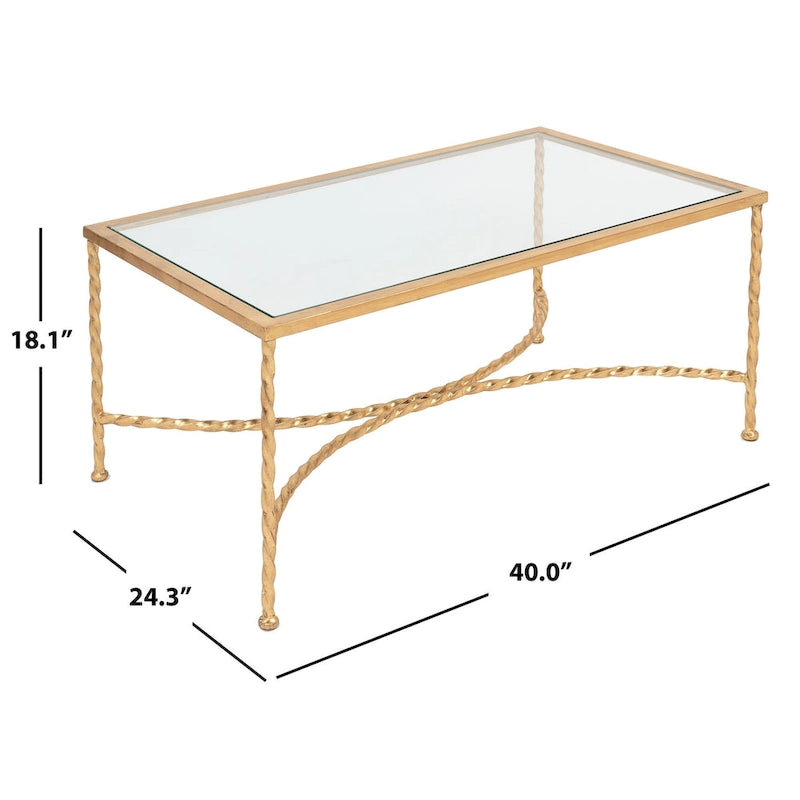 Glass Coffee Table with Decorative Frame - 40 W x 24 D x 18 H