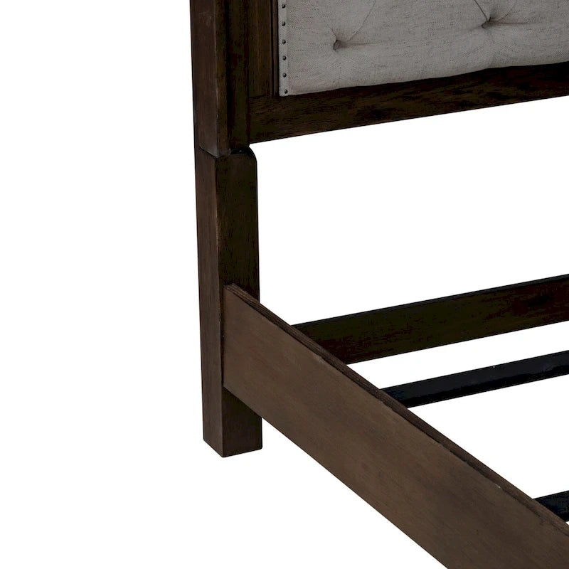 Dark Brown Upholstered Bed Frame - Queen & King